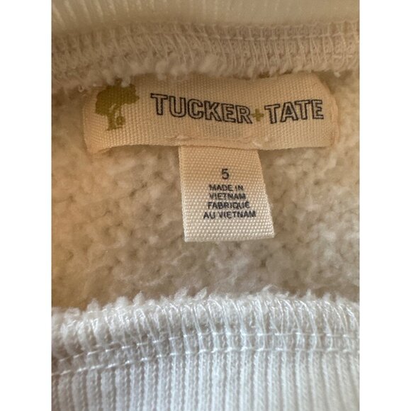 Tucker + Tate Girls Fuzzy Embroidered Sweatshirt Size 5 Cream 100% Polyester - Picture 2 of 5